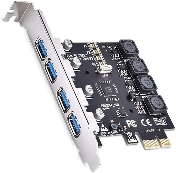 4 Ports PCIE USB 3.0 Card Super Speed 5Gbps PCI Express (PCIe) Expansion Card for Windows 11/10/8.1/8/7/Vista/XP/Server and Linux