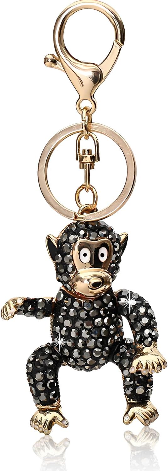 Gorilla Keychain Monkey Keychain Rhinestone Key Chain Gorilla Charm Bag Pendant Handbag Charm Car Key Chain Bling Backpack Accessories