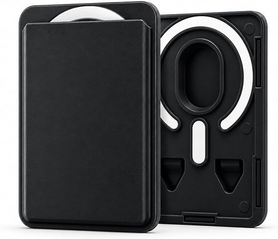 Coverzone MagSafe Uyumlu Manyetik Kartlık Cüzdan, 2 Kart Kapasiteli Telefon Kartlığı, Güçlü Mıknatıslı İnce Kart Tutucu Siyah