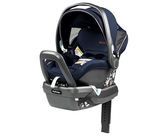 Peg Perego Primo Viaggio Nido - Rear Facing Infant Car Seat - Includes Base with Load Leg & Anti-Rebound Bar - for Babies 4 to 30 lbs - Made in Italy - Blue Shine (Blue & Copper), 1 Count