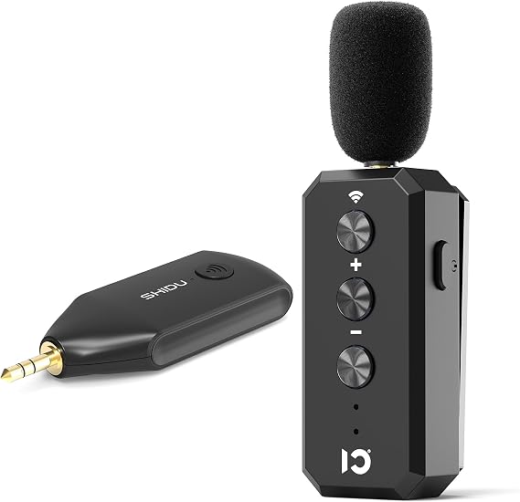 SHIDU Wireless Lavalier Microphone 2.4G with 3.5MM Plug for Voice Amplifier | UHF Mic Speaker System for Teaching, 480mAh Batteries USB-C Charging, for Speaking Tour Guides Fitness Instructor