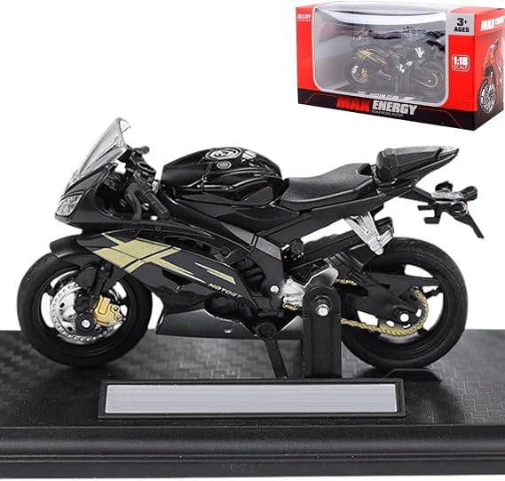 Motorbike Toy, Simulation Motorbike Model 1:18 Scale, Bike Figurine with Realistic Detail, Ideal for Display and Gifts Racing Decoration（Suitable for adults or teenagers to collect）-black gold