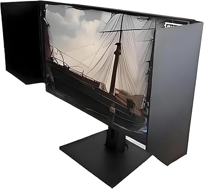 Desktop Computer Screen Hood, Anti-Glare Sunshade Display Shading Side Panel, 24-27inch Adjustable, 180 Adjustment Angle, Privacy Protection and Glare Reduction, For Office, Playing Games