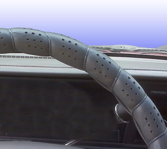 C.P.R. DIY Classic Grip Synthetic Leather Old School Wrap Steering Wheel Cover (Medium (14.5"-15.5"), Gray)