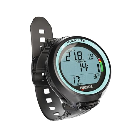 Mares Puck Lite Scuba Diving Computer | Watch-Style One Button Control Underwater Freediving Scuba Diving Computer - Aqua