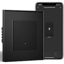 Smart Light Switch,Intelligent WiFi Wall Switch for Smart Home,Compatible with Alexa,Google Home(via Tuya/Smart Life App),1 Gang 1 Way 86 * 86mm,Black