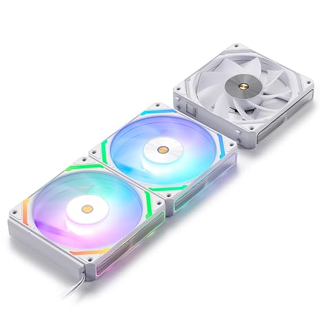 LTC CF-121D 120mm PC Case Fan, Daisy-Chain Connection, 5V 3Pin ARGB Lighting, 4 Pin PWM Case Fan, for Radiator/Computer Case Cooling, 120x120x25mm, 3 Pack, Reverse Blade, White