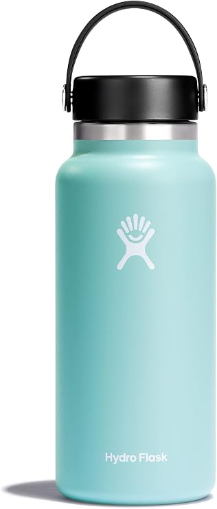 HYDRO FLASK - Water Bottle 946 ml (32 oz) - Vacuum Insulated Stainless Steel Water Bottle with Leak Proof Flex Cap and Powder Coat - BPA-Free - Wide Mouth - Dew