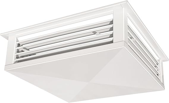 GSW 20 White Powder Coated 4-Way Adjustable Metal Diffuser for Evaporative/Swamp Cooler, 22 Mounting Edge (20"x20"x6")