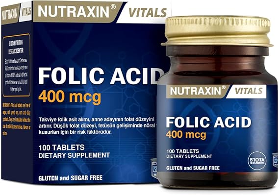 Nutraxin Vitals Folic Acid 400 mcg 100 Tablet Food Supplement