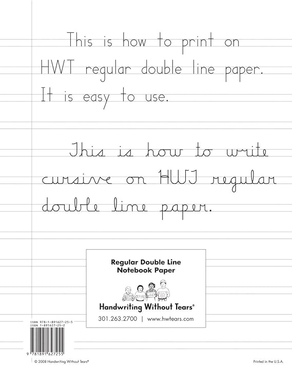 Handwriting Without Tears Double-Lined Notebook Paper, 100 Sheets