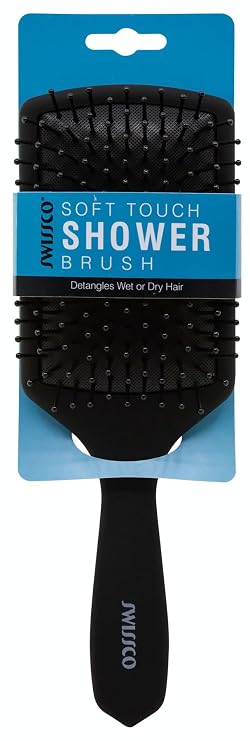 Swissco Soft Touch Paddle Shower Hair Brush (Black)