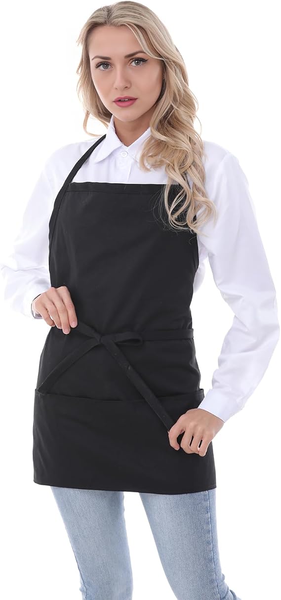 Aprons for Women with 3 Pockets, Server Apron, Aprons for Cooking, Chef Apron, Comfortable Material Adjustable