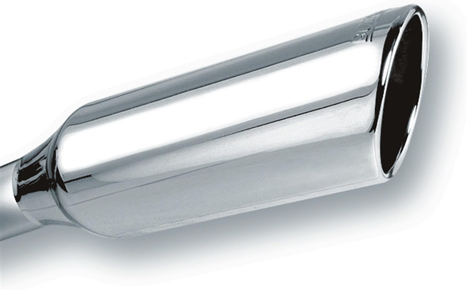 BORLA 20245 Exhaust Tip 2.25 Inlet - 4 Single Round Rolled-Edge Angle-Cut Outlet - 12 Long Exhaust Tip Embossed With BORLA Logo. Weld On Mounting Method
