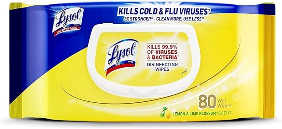 LYSOL Disinfecting Wipes - Lemon & Lime Blossom Flatpack 80 ct. (Pack of 1)