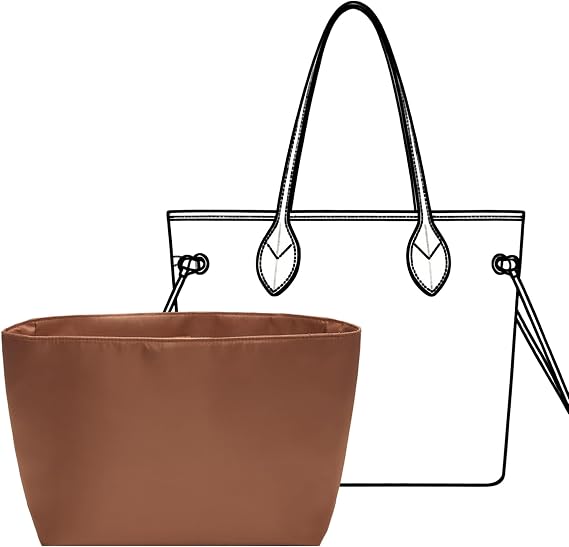 Nylon Neverfull MM Orgainzer Insert with 13 Laptop Sleeve, Brown