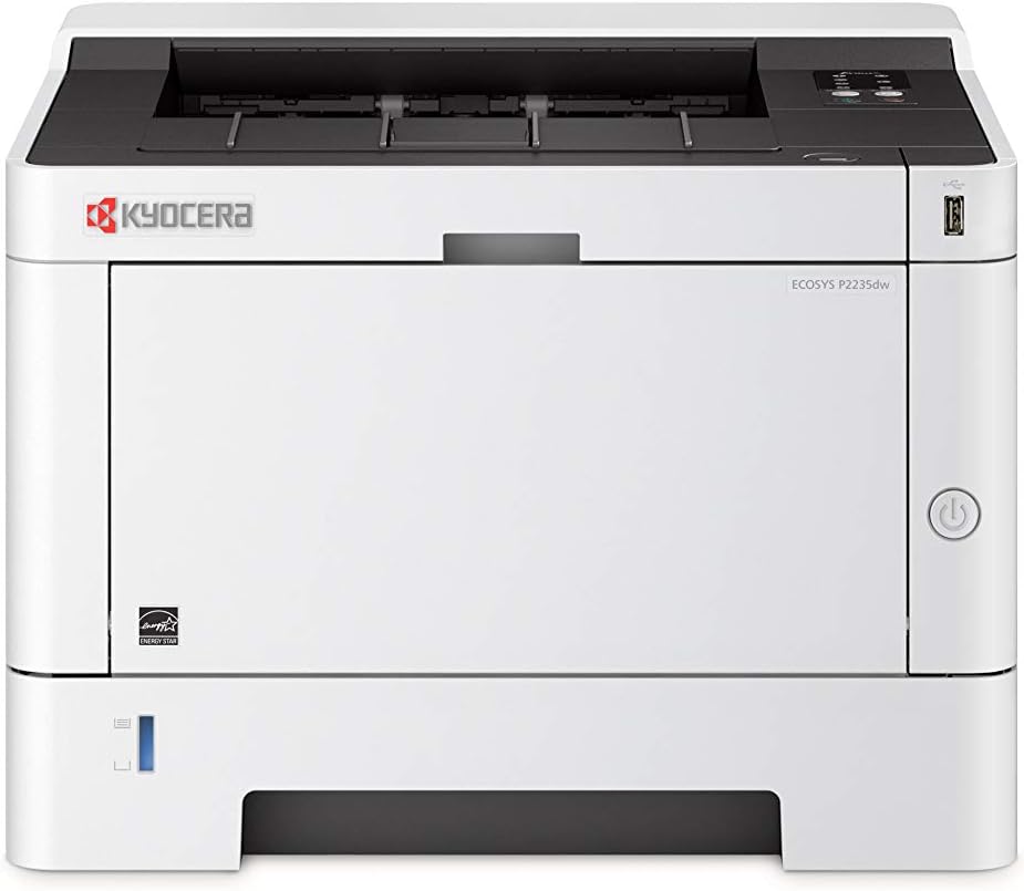 KYOCERA ECOSYS P2235dw Monochrome Laser Printer, 37ppm, Up To Fine 1200 dpi, Gigabit Ethernet, Wireless & Wi-Fi Direct, Mobile Print, Auto-Duplex, LED Control Panel, 256 mb, 250 sheet tray