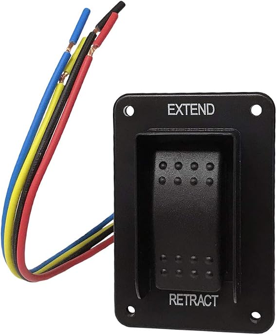 Lippert Replacement Power Stabilizer Extend/Retract Switch with Rocker Style Operation, IP66-Rated Waterproof Assembly (Installation Hardware Not Included) - 387874