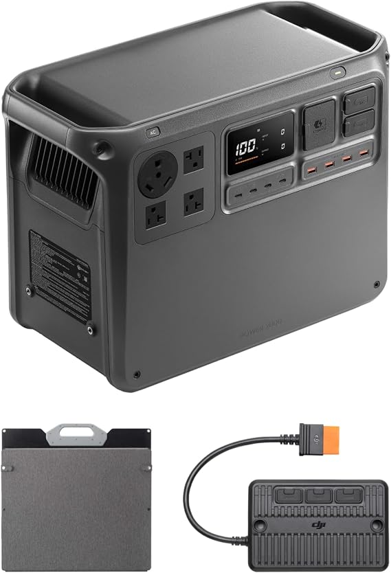 DJI Power 2000 Portable Power Station, Solar Generator with 200W Panel