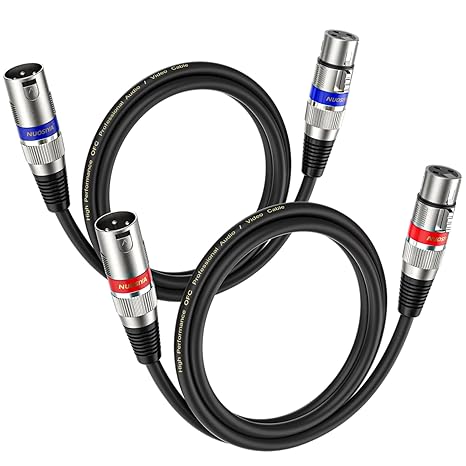 1M XLR Cables 2 Packs,XLR Male to Female 3 Pins Balanced Microphone Cable for Studio Recorder, Mic, Mixer, Speaker System, Phantom Power