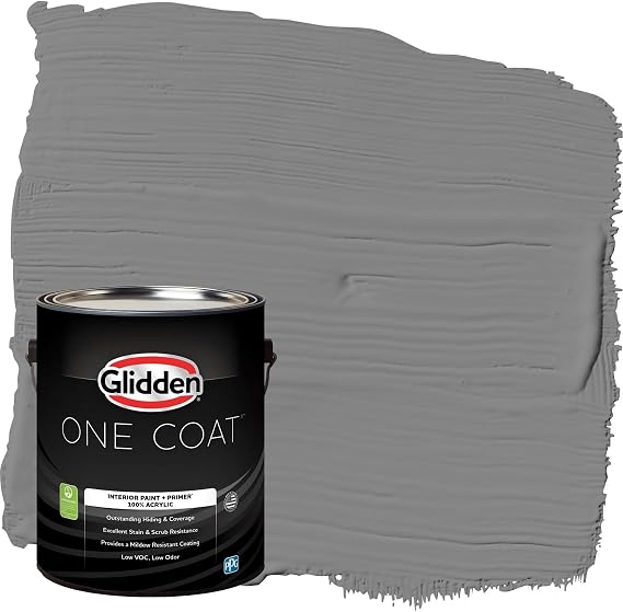 Glidden Interior Paint + Primer: Gray/Dover Gray, One Coat, Semi-Gloss, 1 Gallon