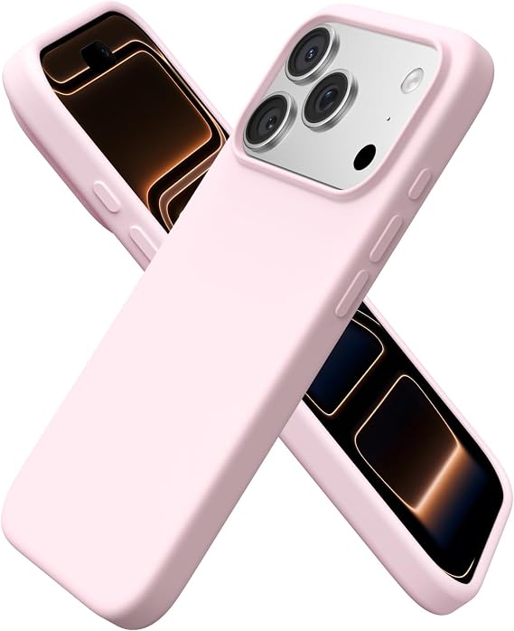 ORNARTO for iPhone 17 Pro Case 6.3", Slim Liquid Silicone,Chalk Pink | Silky-Soft Touch, Shockproof Protection, Anti-Fingerprint Finish, Lightweight Design, Microfiber Lining, Responsive Buttons