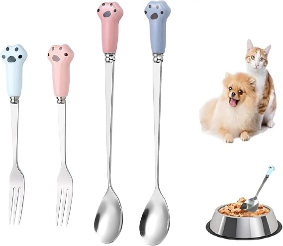 4 Pcs Dog Food Fork, Pet Food Spoon, Cat Food Spoon