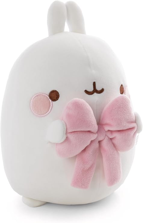 Molang 62781 Soft Toy with Bow, 16 cm, Gift Box, White, Soft Plush, Adorable Plush Toy for Cuddling and Playing, for Children and Adults, Gift Idea