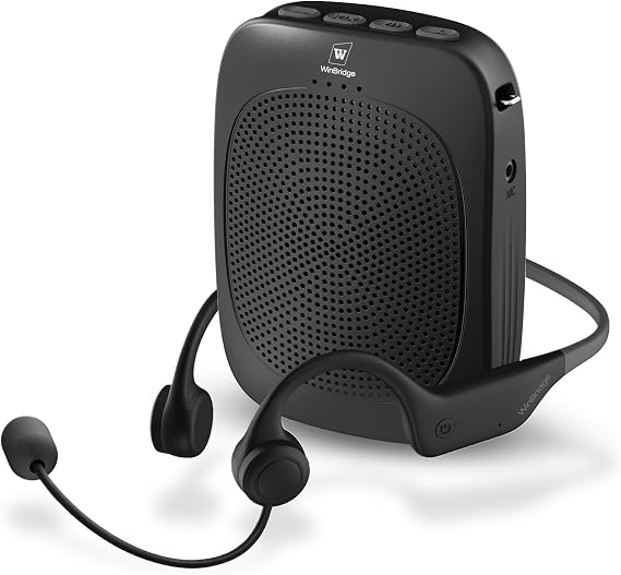 Bluetooth Voice Amplifier with Wireless Earhook Microphone,Wireless Microphone with Speaker Combo,Mini Megaphone with Wireless Amplifier Headset,Portable PA System,Classroom Microphone for Teachers