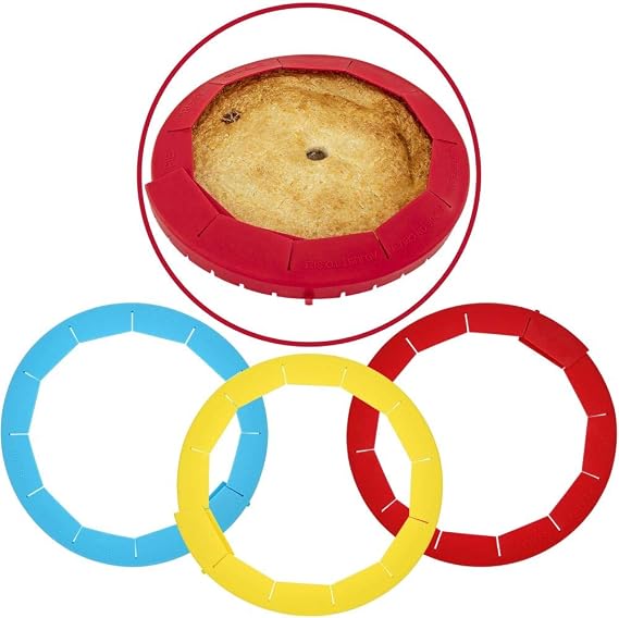Pie Crust Shield Adjustable Reusable Silicone Baking Tool Prevents Burnt Edges, Set of 3 for Perfect Pies