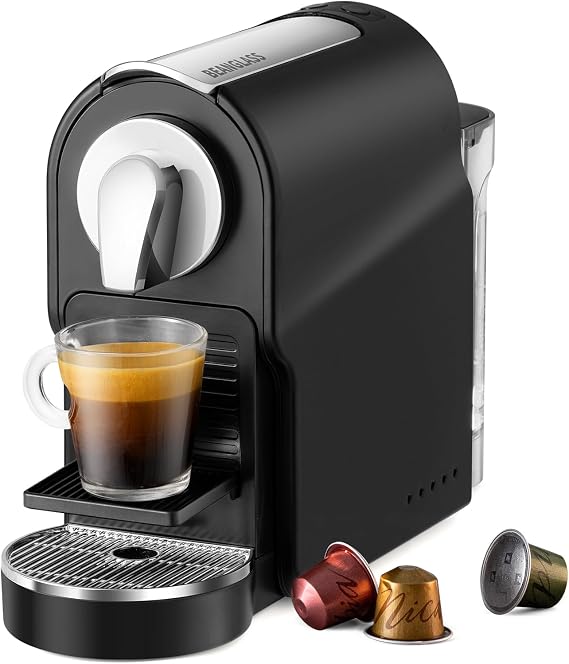 beanglass Espresso Pod Machine for Home, Compact Capsule Coffee Maker for NS Original Pods, 20 Bar High Pressure Pump, 22oz Removable Water Tank, Adjustable Cup Tray, Black