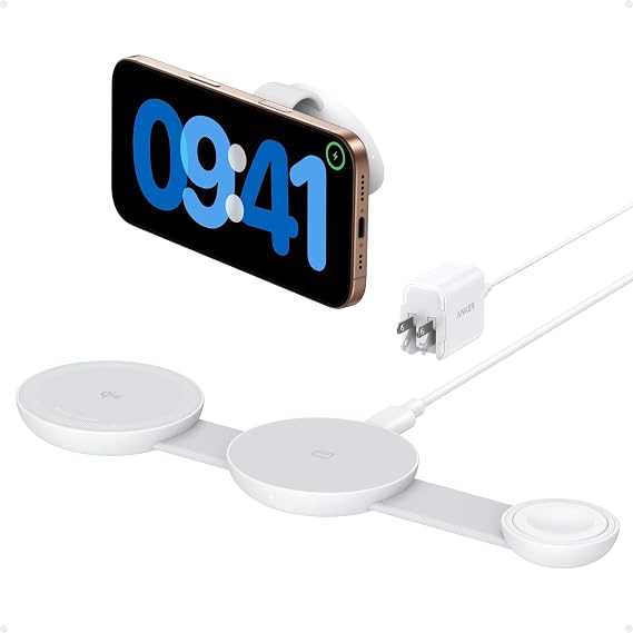 Anker MagGo UFO 3-in-1 MagSafe Compatible Qi2 15W Charging Station