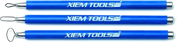 Xiem Tools USA Mini Ribbon Sculpting Tools, Heat Treated Steel, Set C Includes 3 Tools with Blue Handles (MRS3C-10291)
