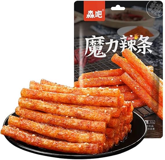 Spicy Strips Chinese Snack (62G/Bag) of Handmade Spicy Strips, La Tiao,Vegetarian, Konjac Lataio Latio (Hot Strip,2 bag)