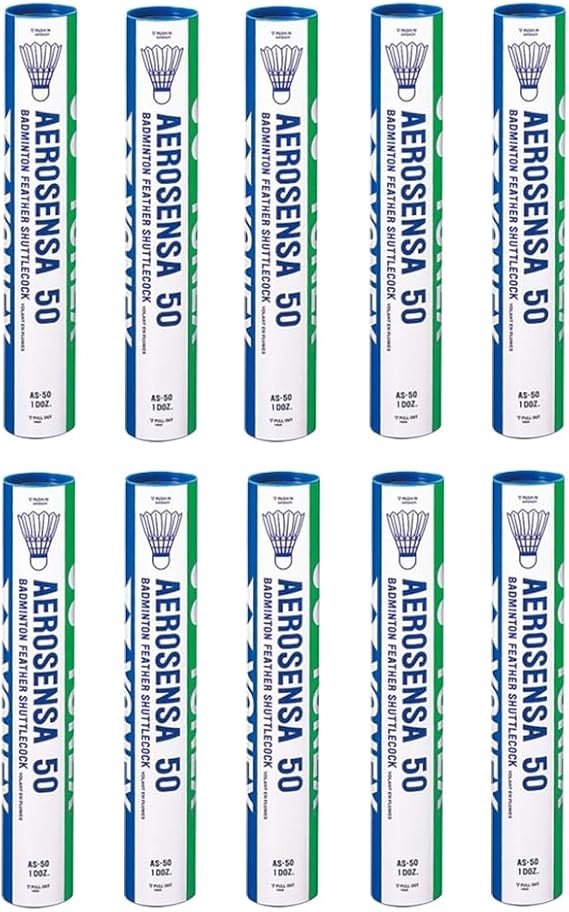 YONEX Aerosensa 50 Feather Badminton Shuttles (10 Tubes)