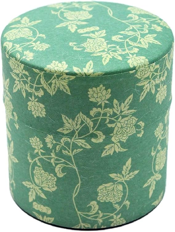 Japanese Pokkan Matcha Coffee Spice Tea Tin Canister Washi Paper Storage with Lid 3.89 oz Capacity (Hana Karakusa, S)
