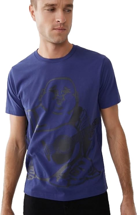 True Religion Men's Oversized Buddha Short Sleeve Crew Neck Tee