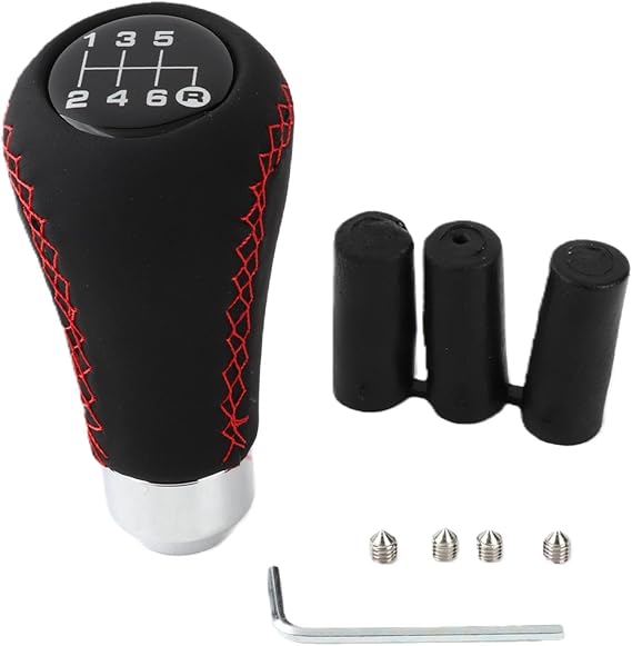 Universal 6 Speed Gear Knob PU Leather Red Ergonomic
