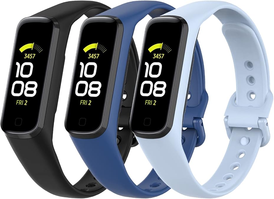 3PCS Soft Silicone Replacement Wristbands Strap Compatible with Samsung Galaxy Fit2 SM-R220 Smartwatch Accessory Bands (Not for Fit E SM-R375 / Gear Fit 2 R365/ R360)