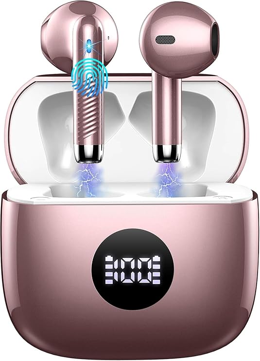 Wireless Earbuds, 2026 Bluetooth Headphones 5.4 HiFi Stereo, in-Ear Ear buds with 4 ENC Noise Cancelling Mics, 40H Playtime Sport Ear Buds with Charging Case, IP7 Waterproof Earphones with LED Display