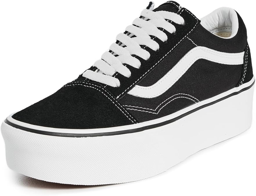 Vans Unisex UA Old Skool Stackforms, Black/True White, 12.5 US Women/11 US Men