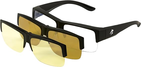 Eagle Eyes 3in1 SuperSight Interchangeable Magnetic Multi-Lens System - Sun/Night/Computer - Polarized/UV and Blue Light Blocking Lenses