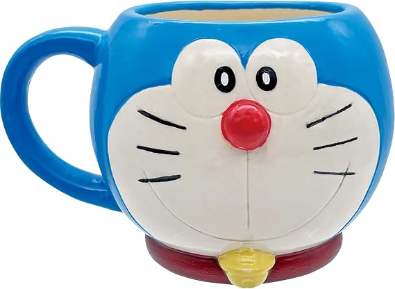 SAN4758 Doraemon Round Large Face Mug, Approx. Diameter 5.1 x 3.9 inches 13 x 10 cm, 10.1 fl oz 300 ml, I'm Doraemon Tableware, Miscellaneous Goods, Birthday Gift, Blue
