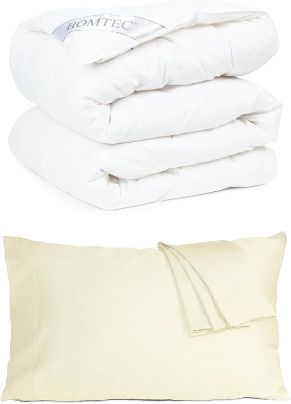 Twin Duvet Insert + Queen Cream Pillowcase Set