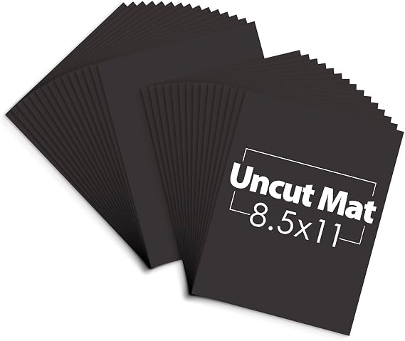 Mat Board Center 8.5x11 Uncut Mat Boards, Black, 30 Pack | Backing Matt Boards Only for Frames, Crafts, Prints, Photos