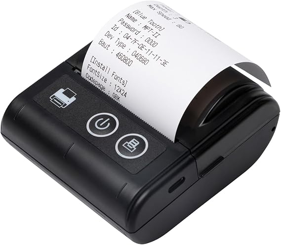Portable Mini Thermal Receipt Printer USB & BT Connection 2 inches 57mm Wireless Printer High Speed with 1 Roll Paper Inside Compatible with iOS Android Windows for Restaurant Sales Retail