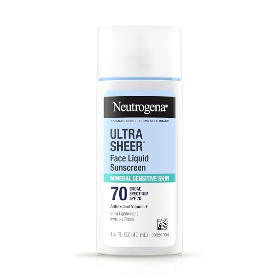 Neutrogena Ultra Sheer Liquid Mineral Face Sunscreen SPF 70, 1.4 fl oz