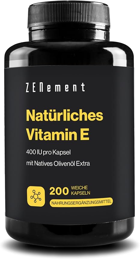 Natural Vitamin E 400 IU - D-Alpha Tocopherol - Antiox - 200 Capsules