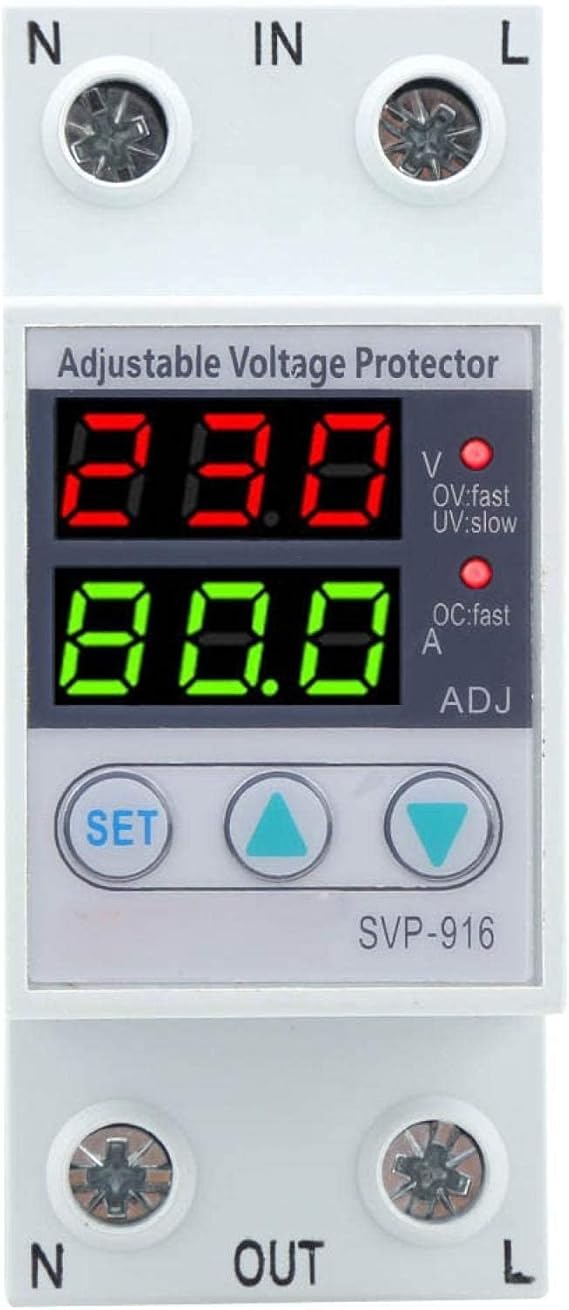 Home Adjustable Voltage Protector SVP916 100130VAC Over and Under Voltage Protector Delay Reset Protector Reset Mode((40A))