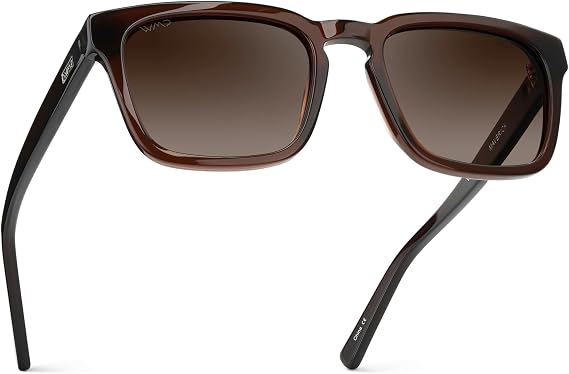 WearMe Pro Maverick Men's Polarized Square Sunglasses, UV400 Protection | Shatter-Resistant Lenses, Lightweight Acetate Frame, Durable 5-Barrel Hinges, Includes Microfiber Pouch for Cleaning/Storage